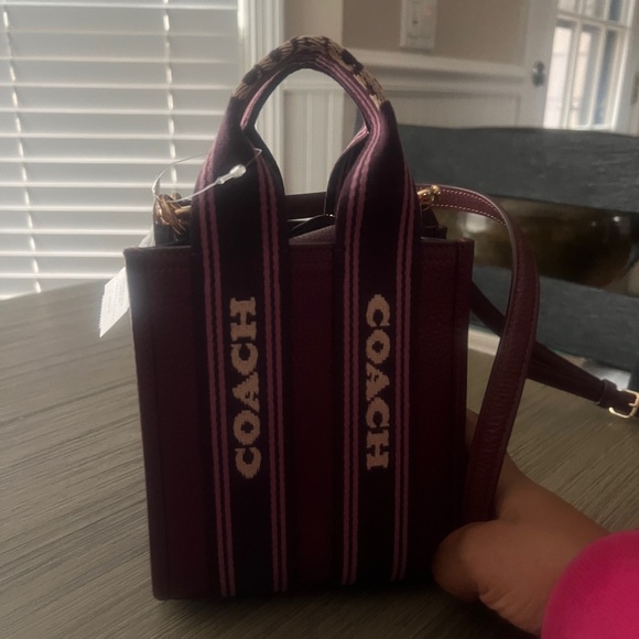 Coach Dark Red Mini Bag with Logo Straps - Picture 5 of 5